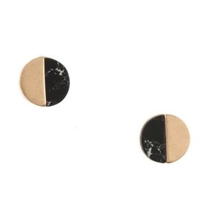 Half black marble & half gold post earrings